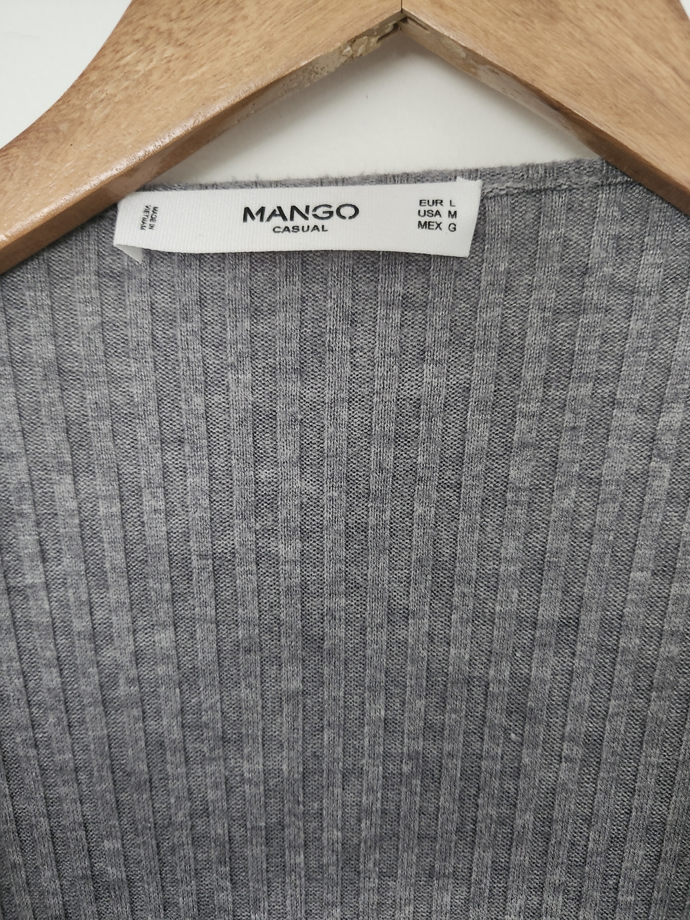 Mango Ribbed Open-Front Cardigan in Gray - Picture 2 of 3